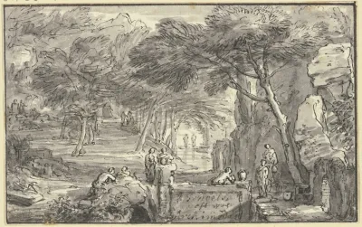 In Einem Hain Bei Einem Brunnen Viele Figuren