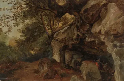 In Einem Hinterhalt Lauernde Rauber Mit Vor Die Gesichter Gebundenen Tuchern