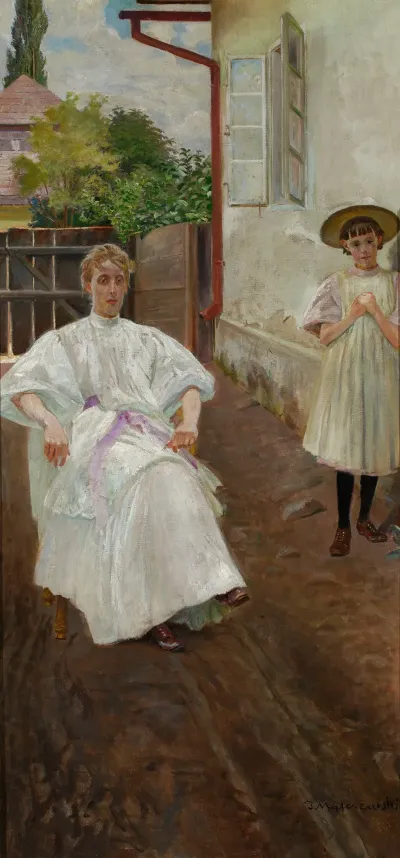 In Front Of The House Artists Wife And Daughter