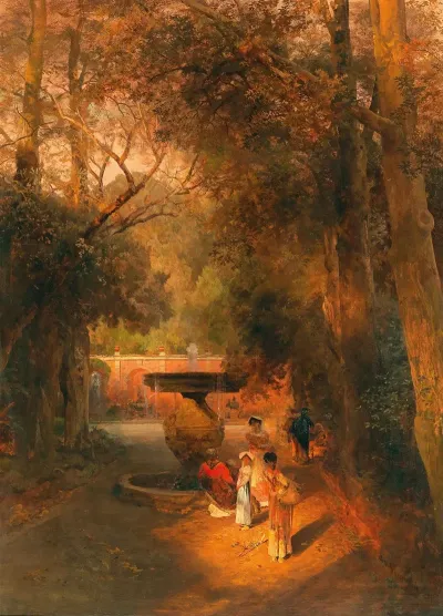 In The Park By The Fountain Of Villa Torlonia In Frascati Near Rome