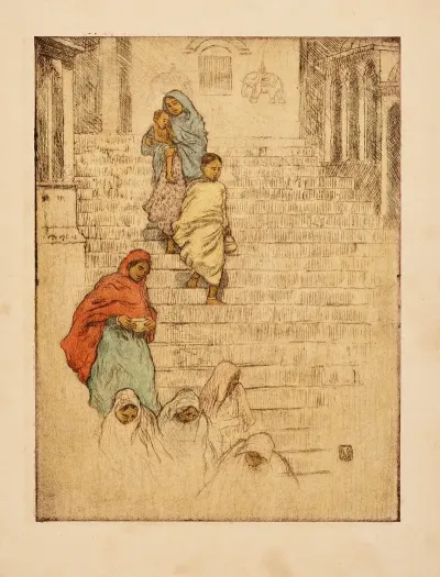 Indian Ladies Stepping Down Stairs