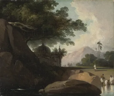 Indian Landscape With Temple