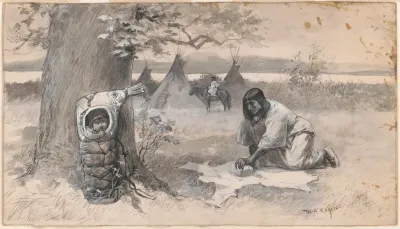 Indian Mother And Baby Wigwam