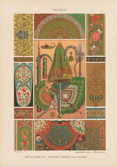 Indisch Metallarbeiten Stickerei Weberei Und Malerei