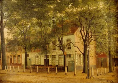 Ingelijst Schilderij Met Voorstelling Van De Oude Herberg De Dikke Mee