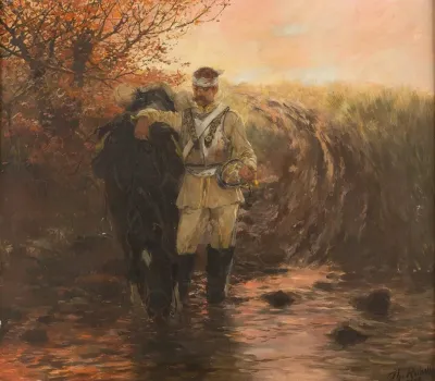 Injured Guard Cuirassier Of The 1st Bataillon With Horse