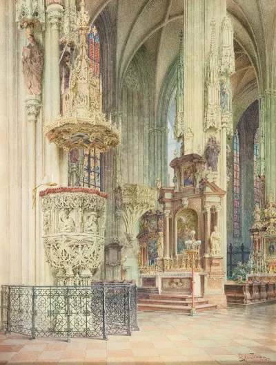 Inneres Des Stephansdoms Mit Pilgramkanzel
