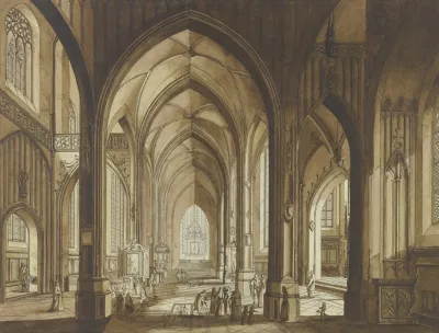 Inneres Einer Dreischiffigen Gotischen Hallenkirche Mit Blick Auf Den Chor