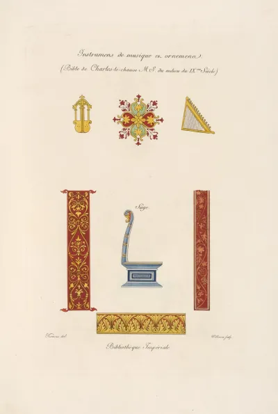 Instrumens De Musique Et Ornemens Bible De Charles Le Chauve M S Du Milieu Du Ixme Siecle