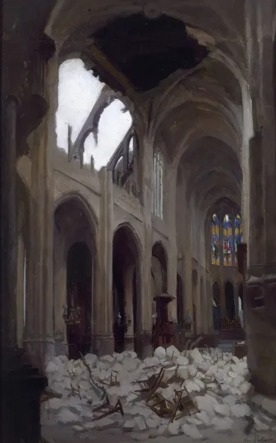 Interieur De Leglise Saint Gervais Apres Le Bombardement Du Vendredi Saint 29 Mars 1918