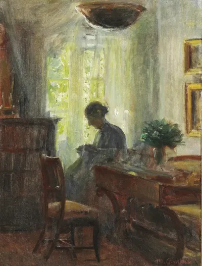 Interieur Fra Kunstnerens Hjem Fru Anna Ancher Ved Sytojet