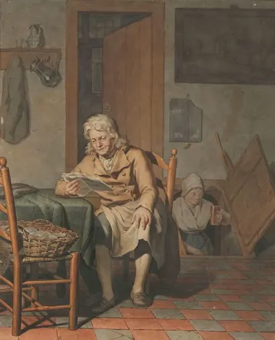 Interieur Met Lezende Man