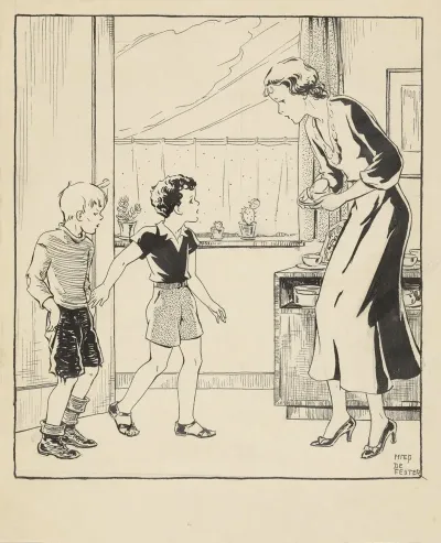 Interieur Met Twee Jongens En Een Vrouw 2