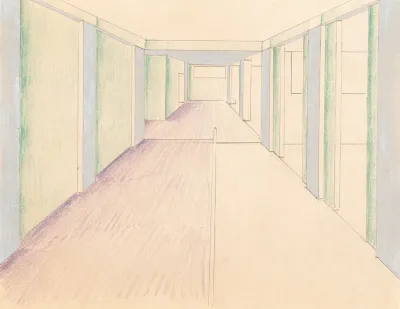Interior Design Drawings For Unidentified Rooms Sketch For Hallway Colored Green And Purple