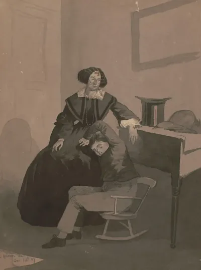 Interior Domestic Scene With Woman And Child