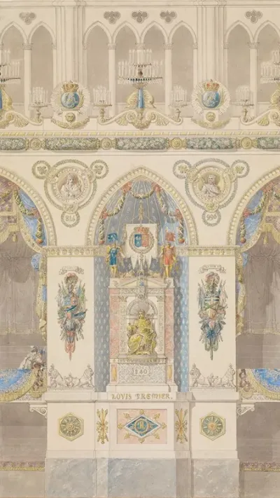 Interior Elevation Of Reims Cathedral With A Statue Of King Louis I
