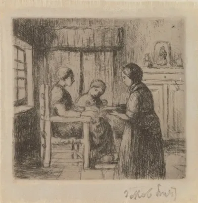 Interior In The Kempen With Three Farmers Wives