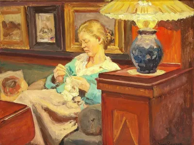 Interior Med Kunstnerens Hustru Ved Haekletojet