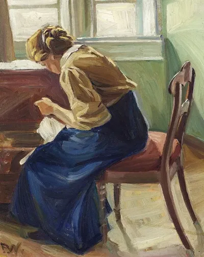 Interior Med Siddende Kvinde