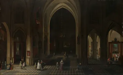 Interior Of A Gothic Church At Night Looking East