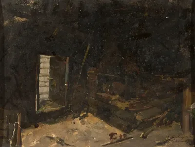 Interior Of A Peasant Cottage Sketch