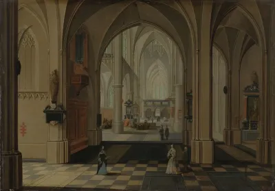 Interior Of An Imaginary Gothic Church Looking East