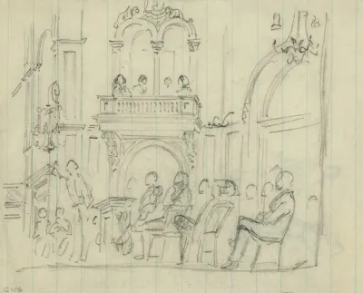 Interior Of Building With Seated Figures