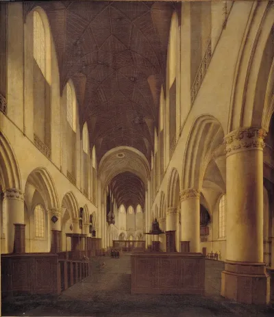 Interior Of St Bavo Church In Haarlem View From The Nave Towards The Choir