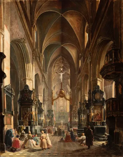 Interior Of The Church Of Virgin Mary In Krakow