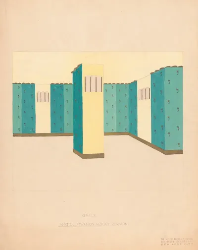Interior Perspective Drawings Of Hotel Siwanoy Mount Vernon Ny Interior Perspective Study Of Grill In Yellow Blue And Green