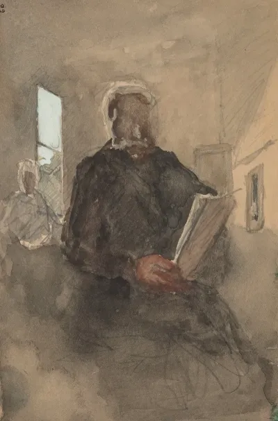 Interior Scene With Seated Man