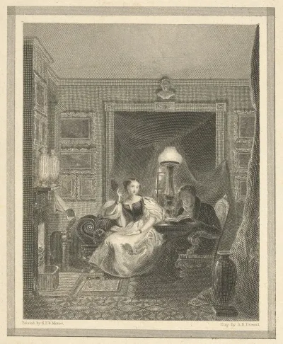 Interior View With Husband Reading To Wife