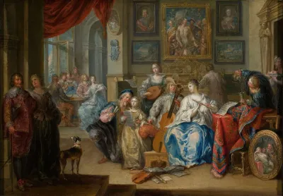 Interior With A Concert And Card Players