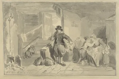 Interior With A Fishing Family