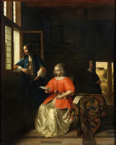 Interior With A Young Lady Reading A Letter