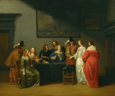 Interior With Figures Playing Cards