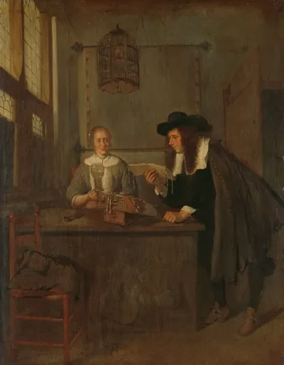 Interior With Lace Worker And A Visitor