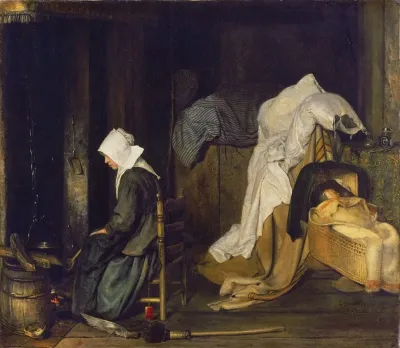 Interior With Woman Cooking