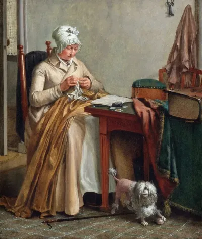 Interior With Woman Sewing