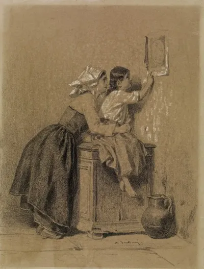 Interior Woman And Child