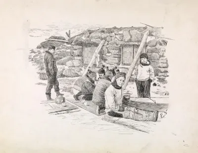 Inuitkvinner Lager Kajakk Til Fridtjof Nansen