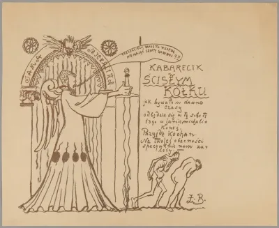 Invitation To Zielony Balonik For A Cabaret In A Close Circle With A Caricature Of Teofil Trzcinski