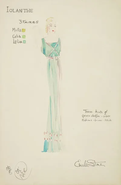 Iolanthe 3 Fairies Green Dress Tied With White Ribbons