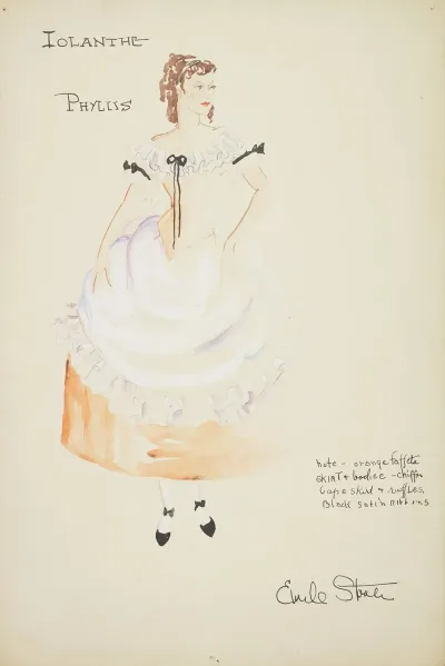 Iolanthe Phyllis Orange Dress With White Ruffled Neckline And White Apron