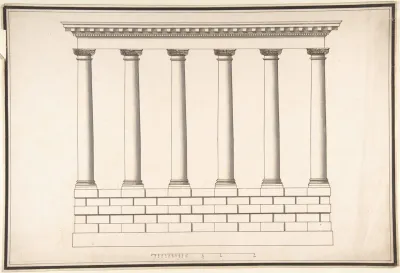 Ionic Colonnade 6 Columns On Rusticated Base