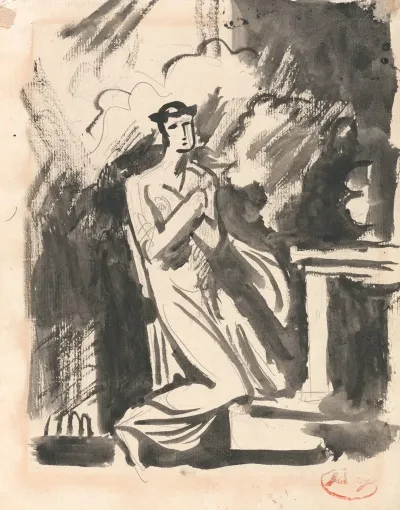 Iphigenia Kneeling Over An Altar