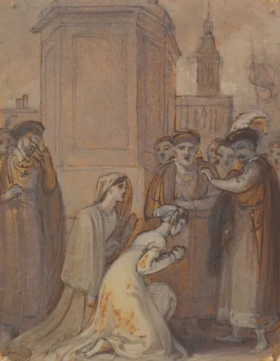 Isabella And Mariana Kneeling Before The Duke