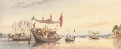 Isherah Water Procession Of The Image Of Doorga Previous To Her Immersion At Sunset