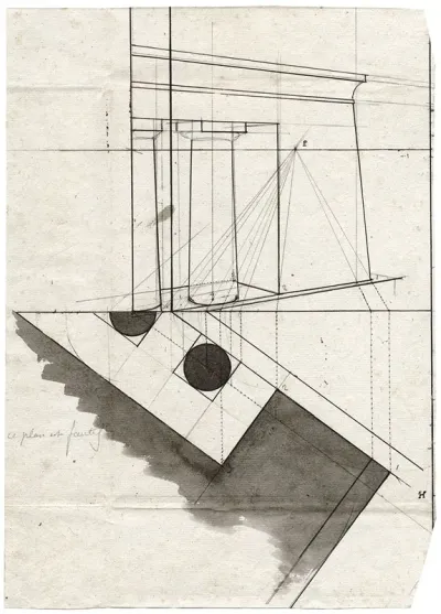 Isometric Study Of A Portico With Doric Columns