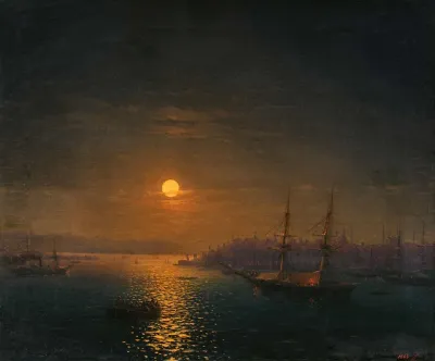 Istanbul The Golden Horn In The Moonlight